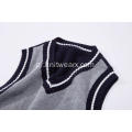 Boy's Knitted Pure Cotton Contrast Colour School Vest